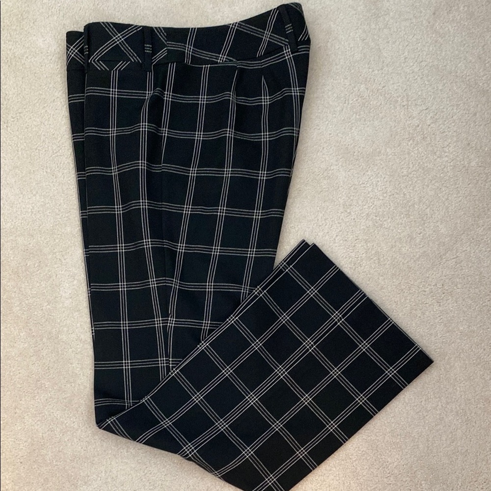 LOFT Marisa Style Black & White Plaid Trousers